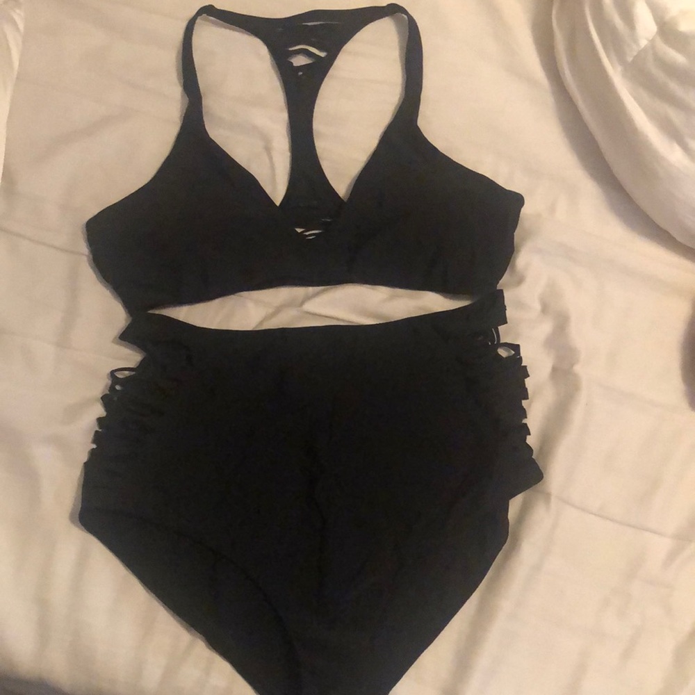 Black two piece swimsuit